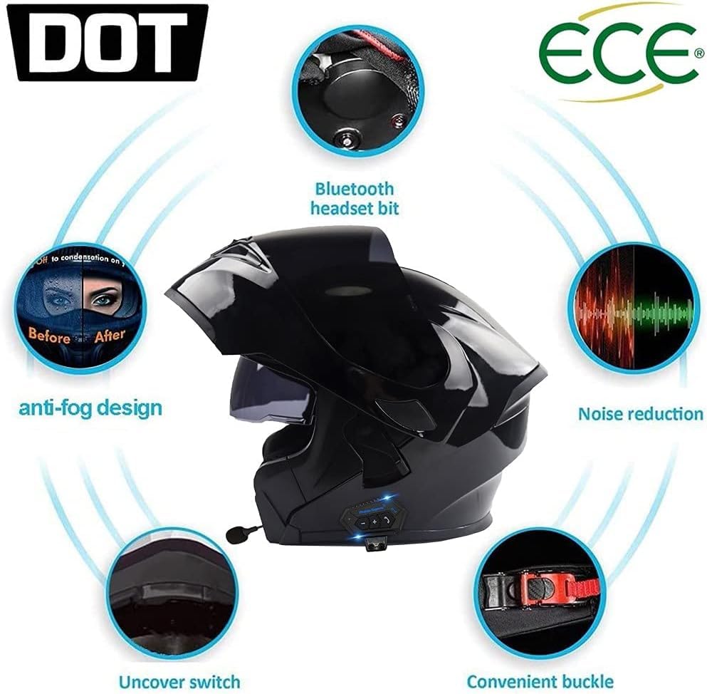 Casque de moto modulaire Bluetooth noir mat taille M pour routière - 3
