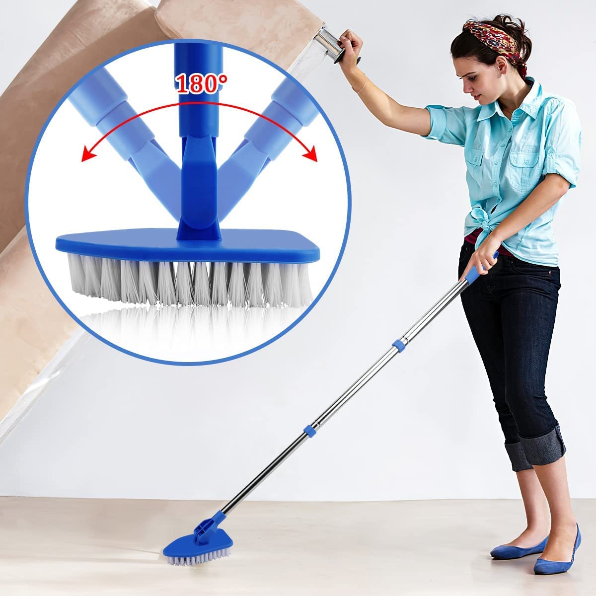 Epsilon Bathroom Tile Cleaning Brush With Long Handle 2 In 1 Toilet - View #5