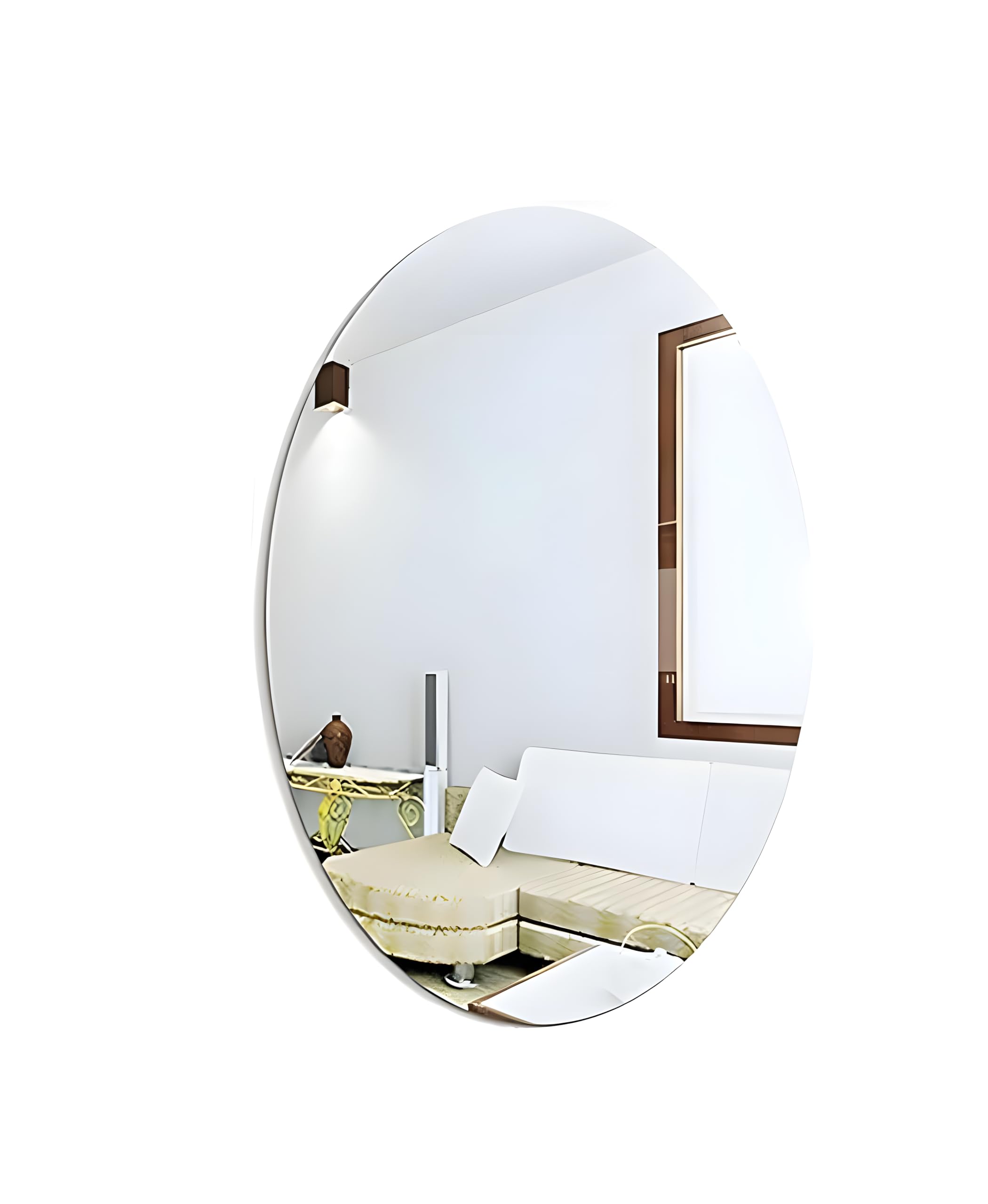 Koch Chemie Mirror Oval Shape Adhesive Mirror Sticker for Wall on Tiles Bedroom Living Room Basin Mirror Bathroom Wall Mirror Both Side Sticker Acrylic Mirror for Wall Full Length-image-44