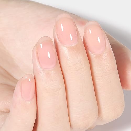 Miniatura 3 de AILLSA Esmalte de uñas de gel Sheer Nude color rosa claro, esmalte de uñas de gel color natural, flor de cerezo, translúcido, neutro, gel UV para
