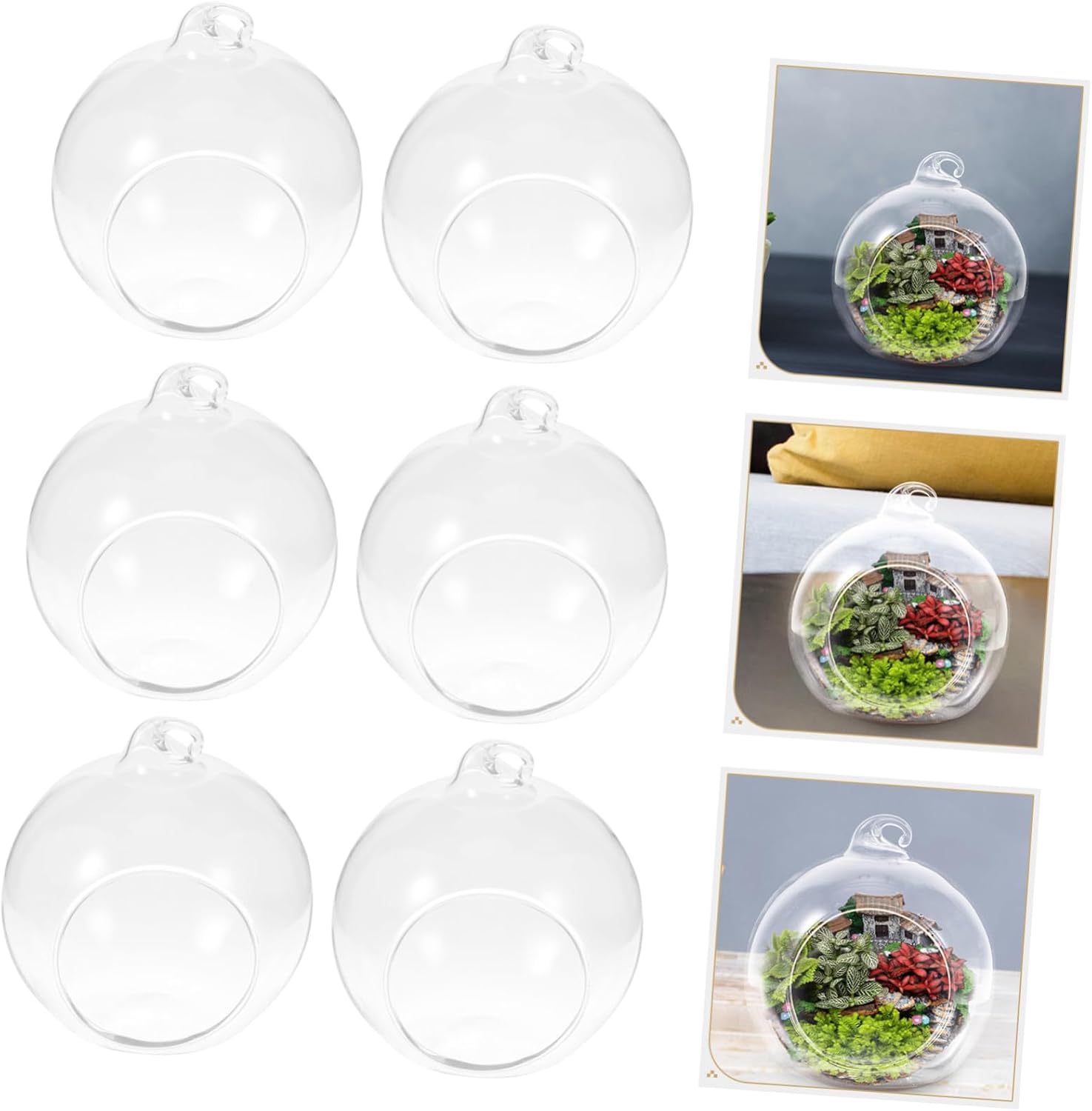 Toyvian 12Pcs Glass Hanging Terrarium Set for Air Plants and Succulents Modern Decorative Micro Landscape Planters for Indoor Home Decor