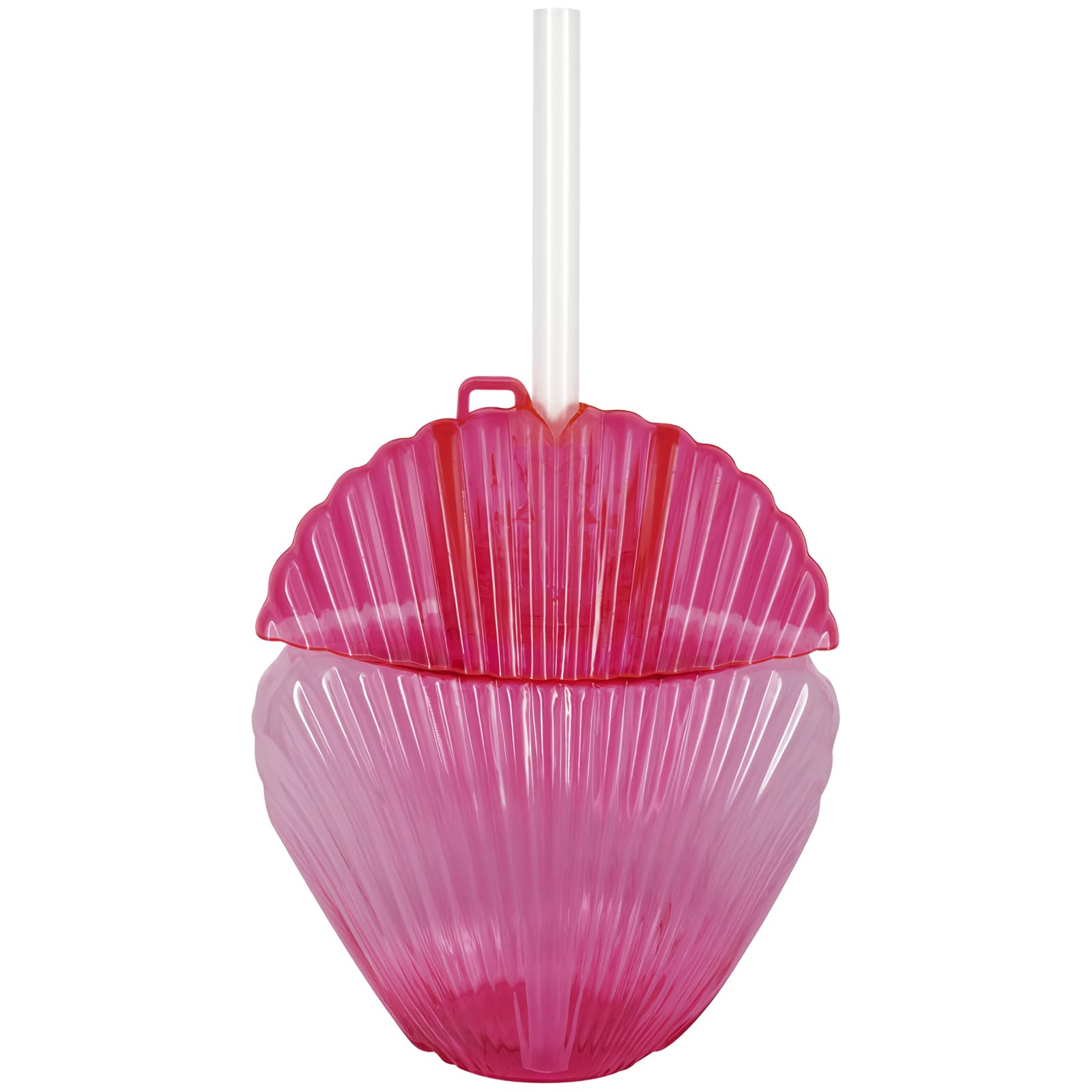 Pink Translucent Seashell Shaped Plastic Cup with Straw 15 oz 1 Count - Stylish Reusable Drinkware Ideal for