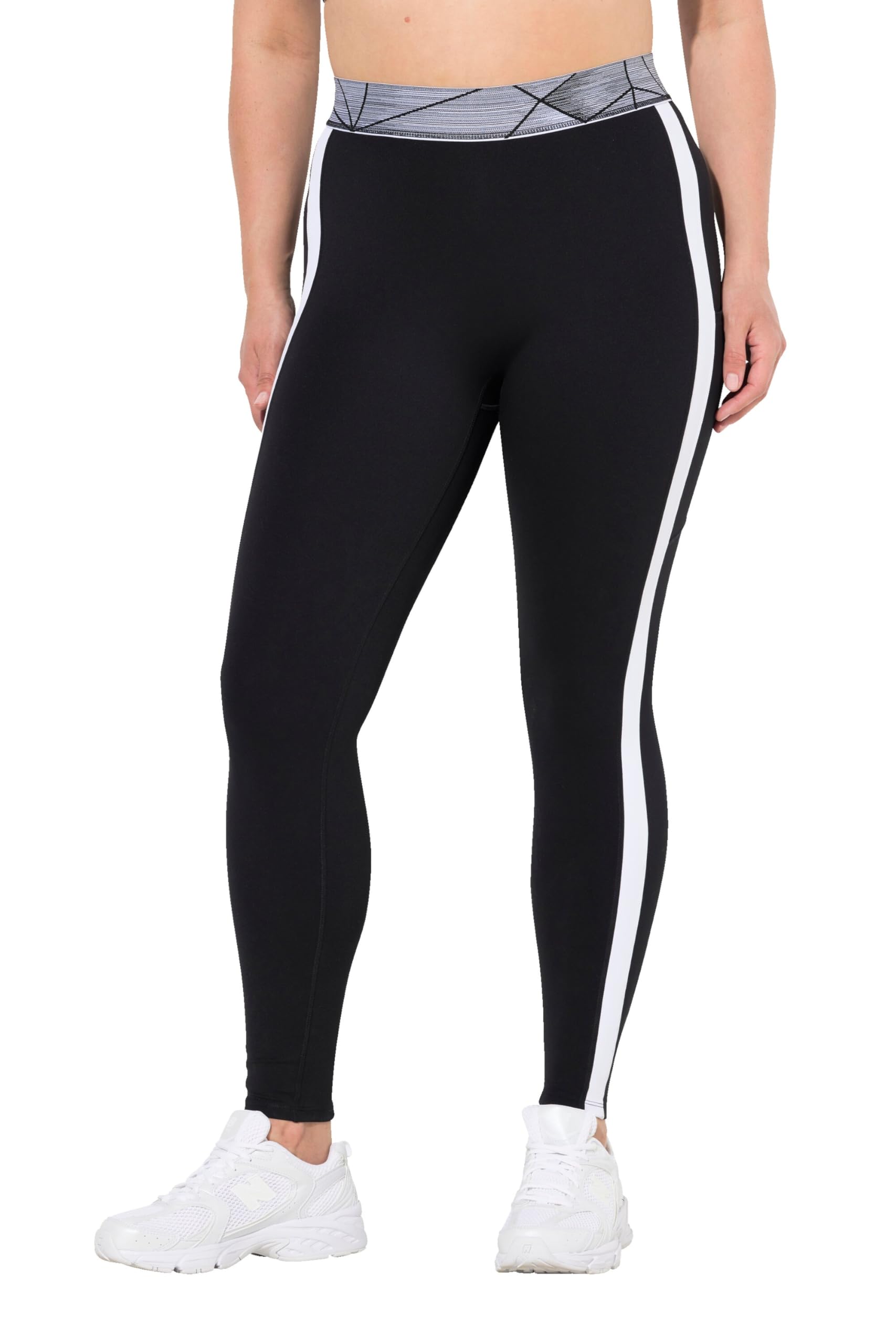 Ulla Popken Damen große Größen Übergrößen Plus Size Leggings, Streifen, Taschen, High Waist, Elastikbund 833255