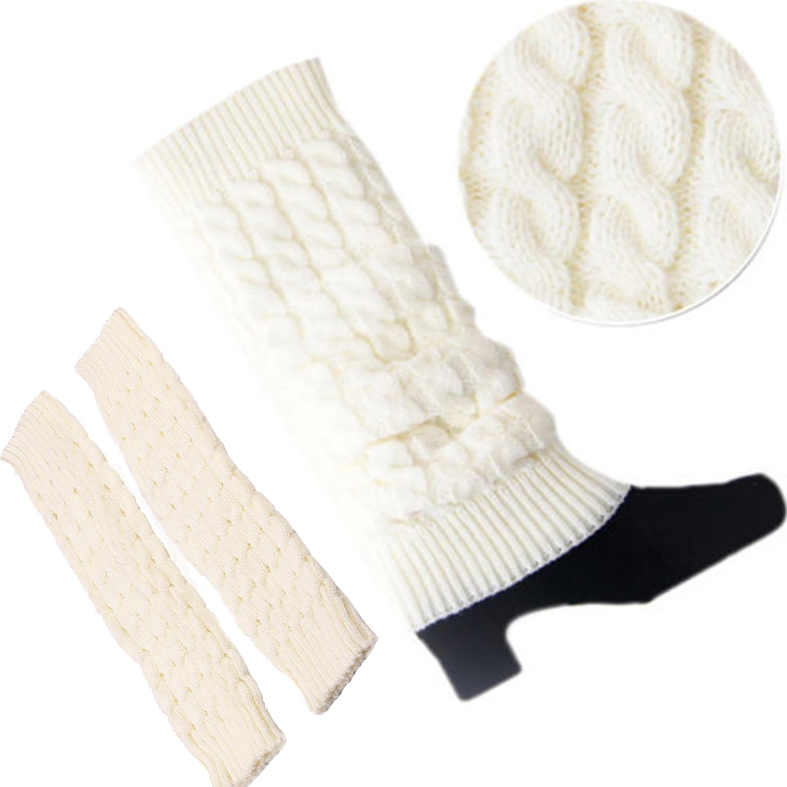 Leg Warmers Winter Fleece Lined Leg Warmers for Women Knit Long Legs Warmer for Sport Daily Wear