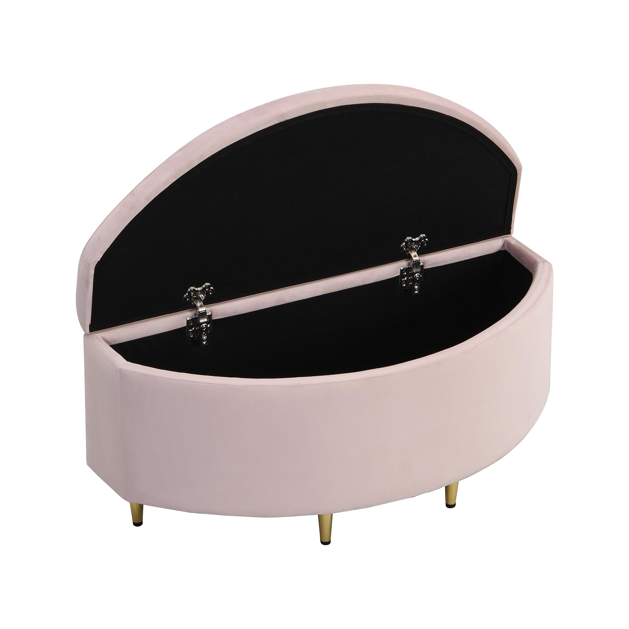 Panca imbottita con contenitore in velluto, con vano portaoggetti, poggiapiedi con gambe in metallo, adatta per corridoio, soggiorno, camera da letto, 90 x 40 x 42 cm, rosa