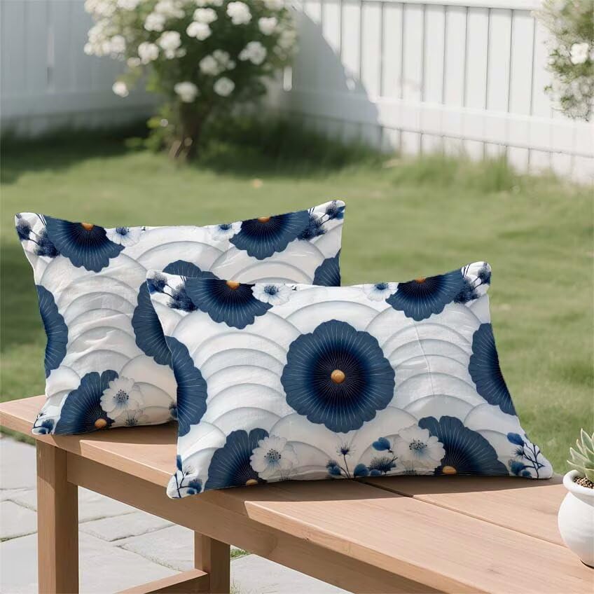 Housse coussin extérieur 40x70 rectangulaire imperméable taie oreiller blanc - 3