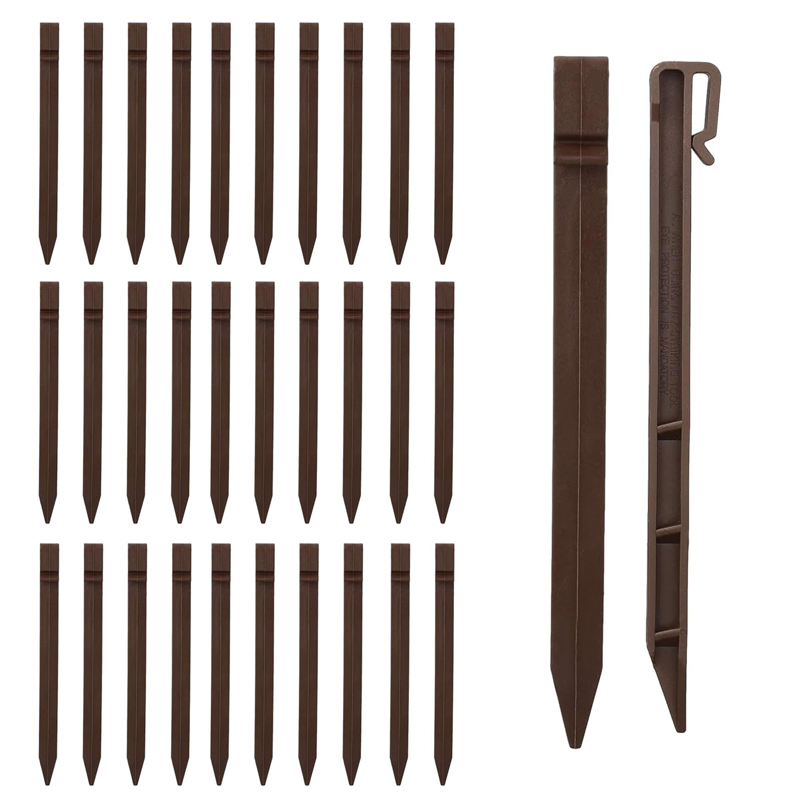 Lot de 30 piquets d'ancrage en Plastique Robuste de 24,6 cm pour Bordure de Paysage, piquets d'ancrage pour Bordure, terrasse, Planche, tentes de Jardin (Marron, 30)