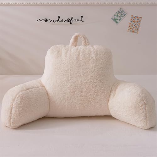 Miniatura 3 de NTBED Almohada de lectura de piel sintética con respaldo de cuña con brazos, para sofá, televisión, relajarse, en cama, cojín de apoyo de espalda de