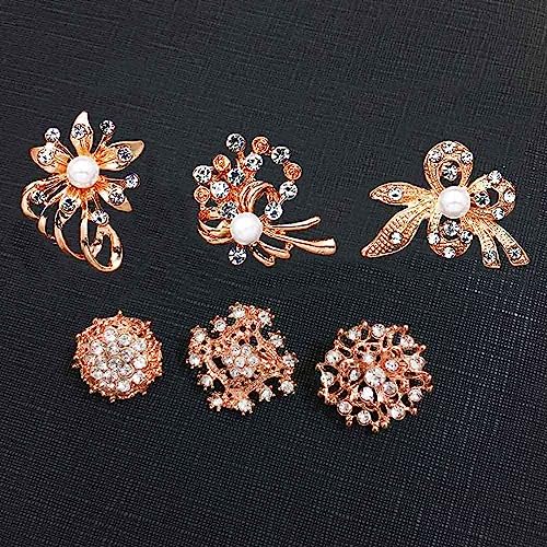 Zinsbedi 24Pcs Lot Rhinestone Crystal Flower Brooches Pin Set (G) #TOP3