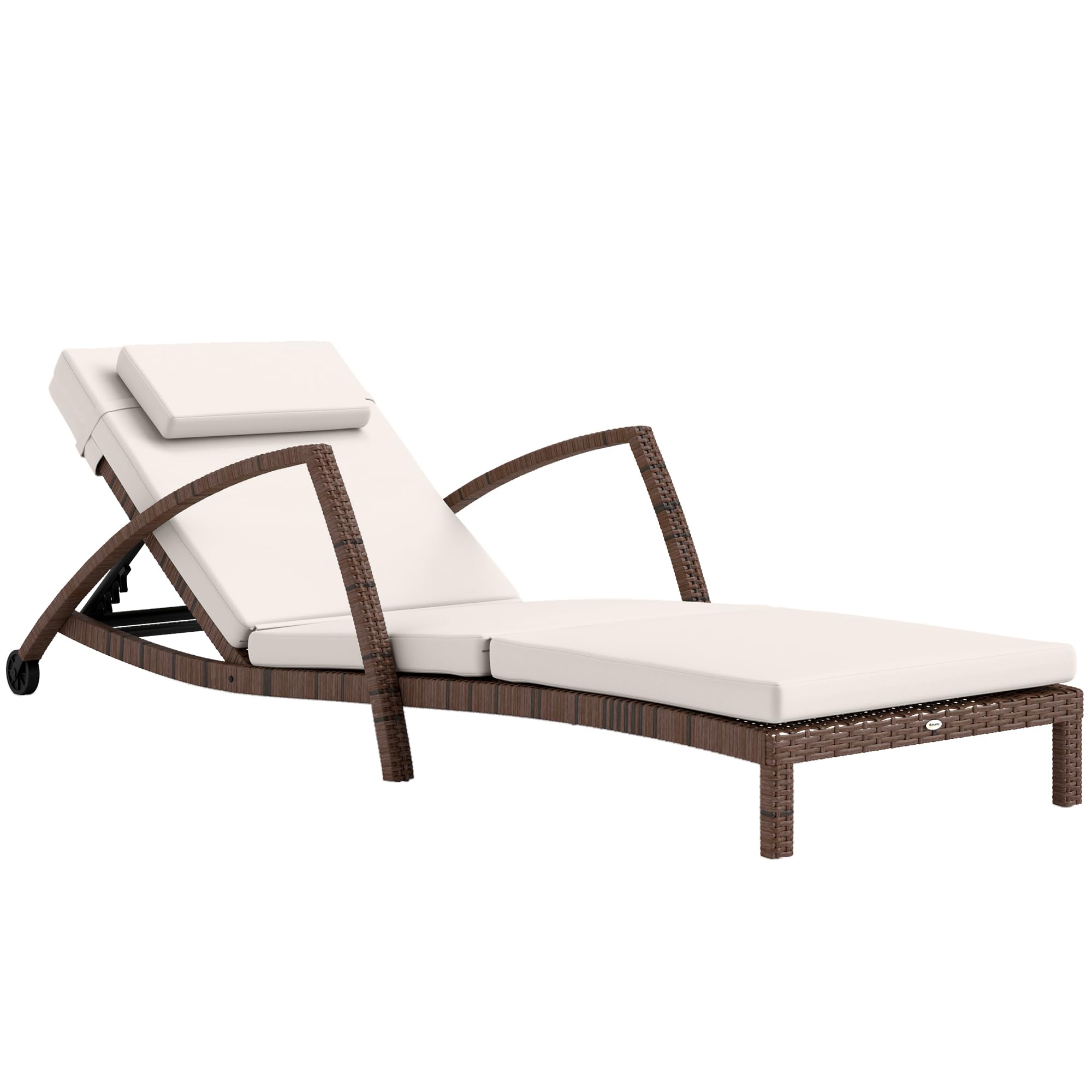 Outsunny Bain de Soleil Dossier Réglable avec roulettes Marron et Beige