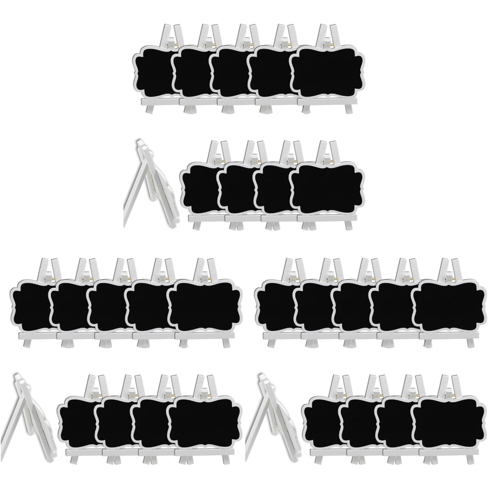 Ciieeo 30 Pcs Wooden Tabletop Chalkboard Sign Mini Blackboard Easel Little Chalkboard Signs Table Numbers Mini Blackboard s with Stand Place Poker Small White Office Bamboo