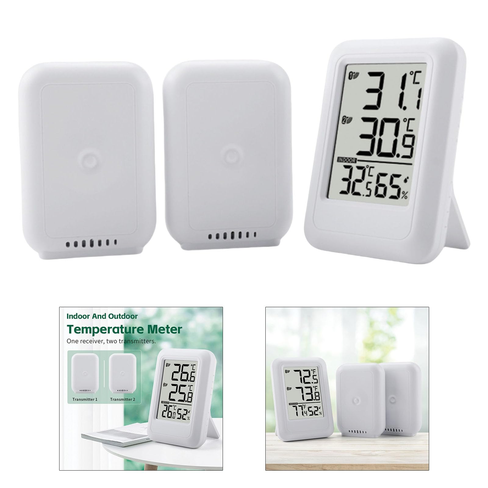 Indoor Outdoor Thermometers with 2 Remote Sensors Digital Hygrometer Indoor Thermometers for Home Use