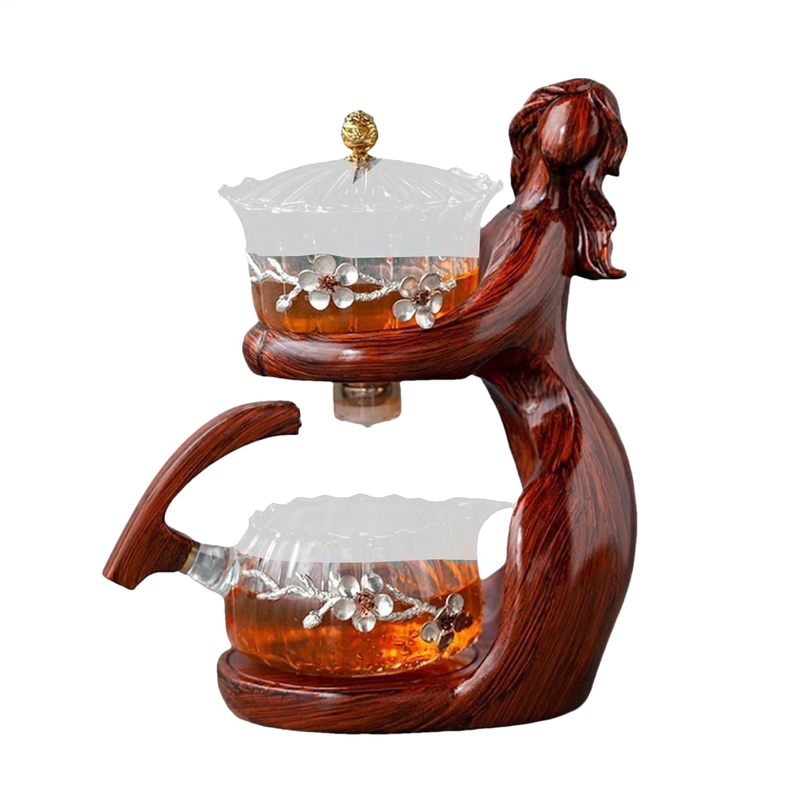 Set de con Tazas Tapa Infusora Semi-Automática de Infusión de Té con Agua | Set de servir de Set para Servir Té Suelto Aromático en Cocina, el Comedor, Encimera y de Bebidas