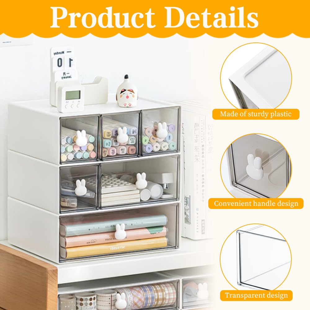 LANSKYLAN Boîte à tiroirs à 3 couches - Organiseur de bureau - Tiroirs - Boîte à sachets de thé empilable - Avec 3 tiroirs - Rangement pour cosmétiques - Pour maquillage, sachets de thé, fournitures