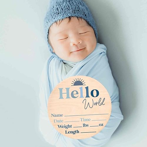 Miniatura 117 de Letrero de estadísticas de nacimiento para recién nacido, anuncio de nombre de bebé, accesorio de fotografía de Hello World Elephant Hospital