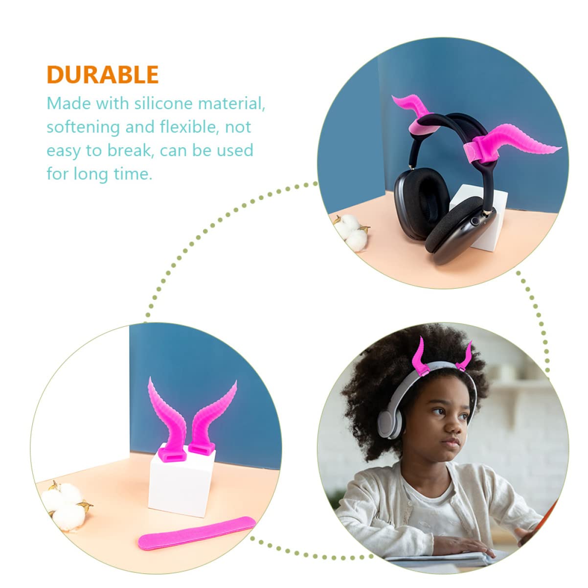 Angoily 5paia Decorazioni Horn Per Cuffie Silicone Accessori Per Headset Creativi e Divertenti Per Gaming e Feste Facili Da Installare e Compatibili Con La Maggior Parte Delle Cuffie Neon