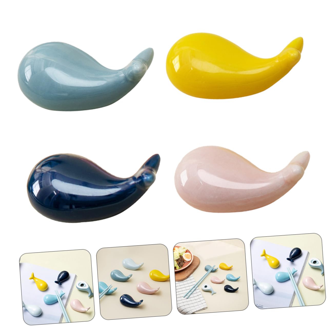Repose-Baguettes, Supports à Baguettes pour Restaurant, 4 pièces, Supports en céramique, cuillère en céramique et