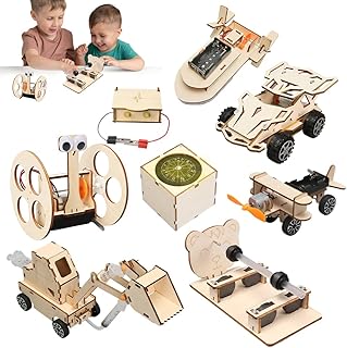 XPJBKC Experimente für Kinder ab 8 9 10 11 12, 8 Stück Elektronik Baukasten, Experimentierkasten Elektronik Bausatz Holz, Wissenschaft Experimente Kit Spielzeug Geschenke ab 8-14 Jahre Jungen