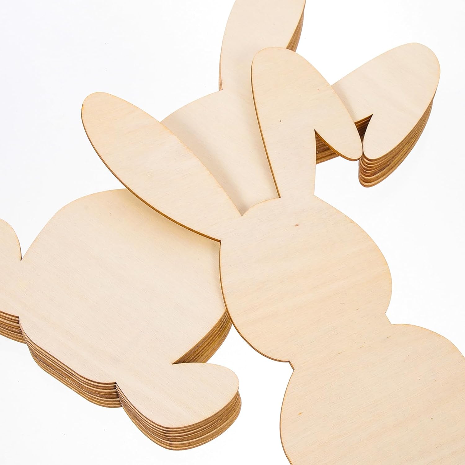 DOITOOL 10pcs Easter Wooden Bunny Cutouts, Unfinished Wooden Bunny Slices Blank Wood Rabbit Ornament for Wedding Birthday Party Easter Spring Home Decor DIY Crafts Painting Supplies