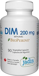Jadin Nutraceuticals DIM Supplement 200 mg + Black Pepper (BioPerine) 90's (3 month supply) – High Absorption Diindolylmethane for Estrogen Support-Made in Canada.