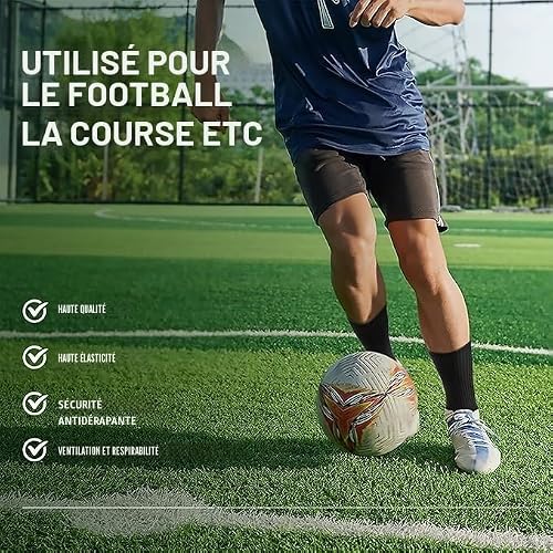 AVABEST Lot de 2 paires de chaussettes de football antidérapantes pour homme 35-39, 39-46, 46-50, pour basketball, course, cyclisme, tennis, Blanc., 31-36 – vue 4