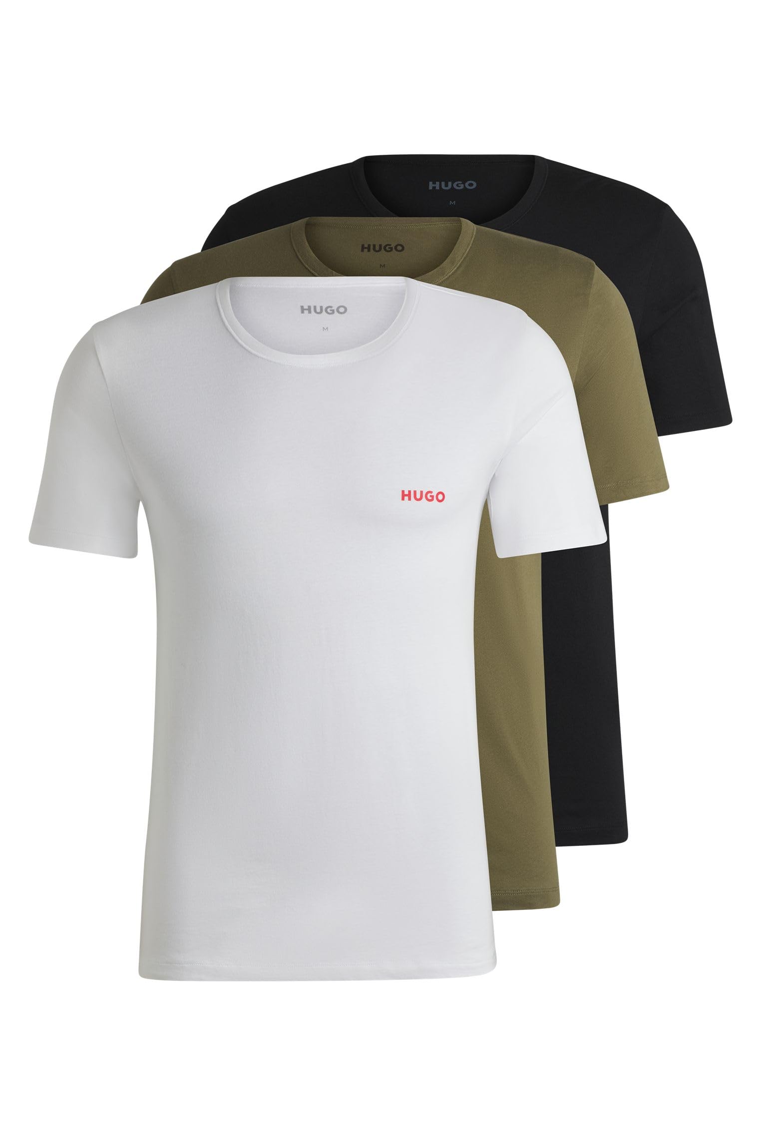 HUGO Mens T-Shirt RN Triplet P Three-Pack of Cotton Underwear T-Shirts