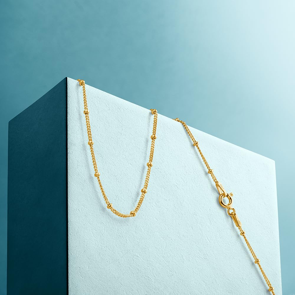 MIORE Kette Damen, 925 Silber 18K Vergoldet, Fantasie Collier vergoldete Silberkette, Kette Silber 46 cm, Schmuck Damen allergenfrei & handgemacht in Italien, Silberschmuck in hochwertiger Schmuckbox