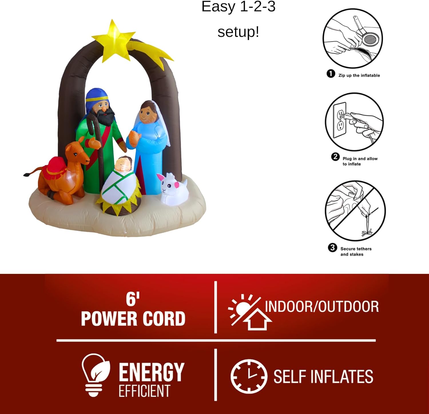 PTS 6FT Inflatable Faith Arch Outdoor Decoration, Christmas Blow Up Yard Decorations, Built-in LED Lights Inflatables Xmas Holiday Funny Decor for Indoor Lawn Garden - Image 7