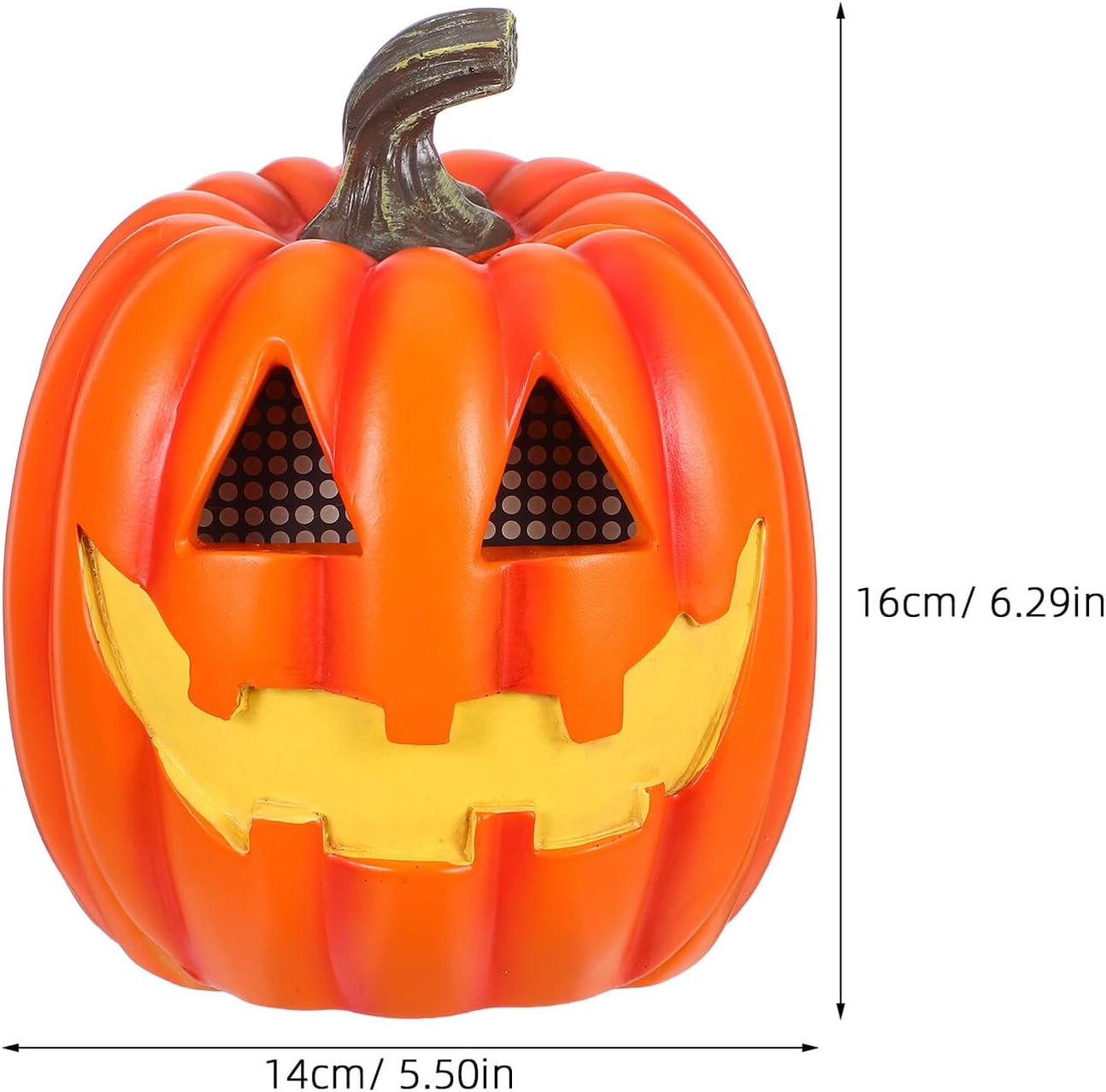 Halloween LED Pumpkin Table Lamp with Resin Skull Decor, Battery Operated Night Light for Indoor Outdoor Halloween Party and Garden Decoration