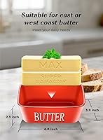Vista 2 de Mantequillera con Tapa: Recipiente Grande para Mantequilla para Encimera - Soporte de Mantequilla de Cerámica para Mostrador - Bandeja