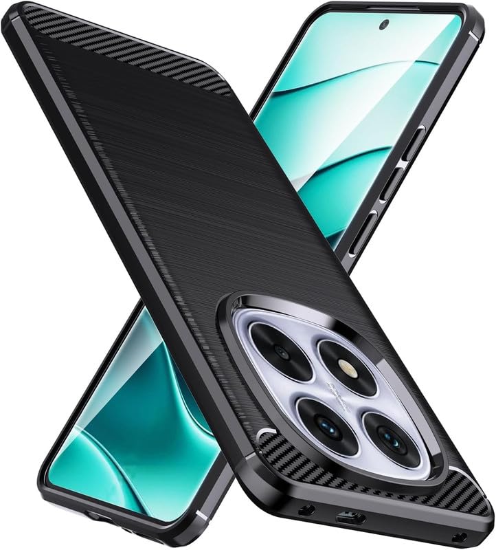 Image of NPRC Hybrid Ultra Slim Protective Case TPU Non-Slip Carbon Fiber Texture Shockproof Case Cover for Redmi Note 14 pro Plus - Black