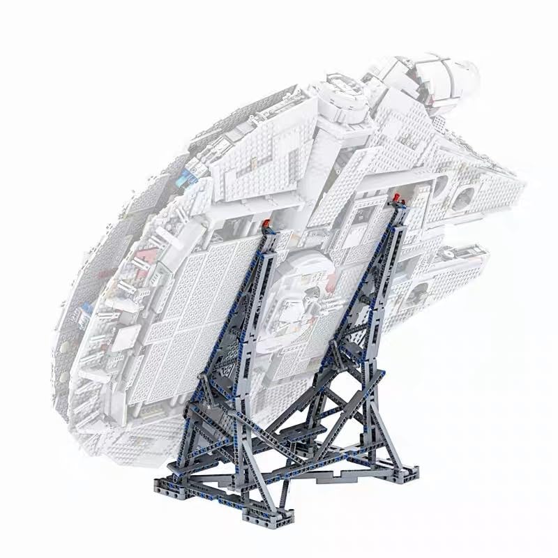 highdar Millennium Falcon Vertical Display Stand for 75192 Star Wars, DIY Display Bracket Building Set, silver - Image 2