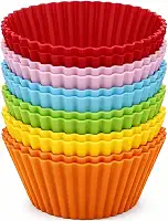 Kit 12 Formas de Silicone para Cupcake, Muffin, Bolinho, Assadeira, Air Fryer, Cores Variadas, Resistente a Temperatura, Forminhas, Livre de BPA – Qualidade Premium