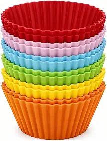 Kit 12 Formas de Silicone para Cupcake, Muffin, Bolinho, Assadeira, Air Fryer, Cores Variadas, Resistente a Temperatura, Forminhas, Livre de BPA – Qualidade Premium