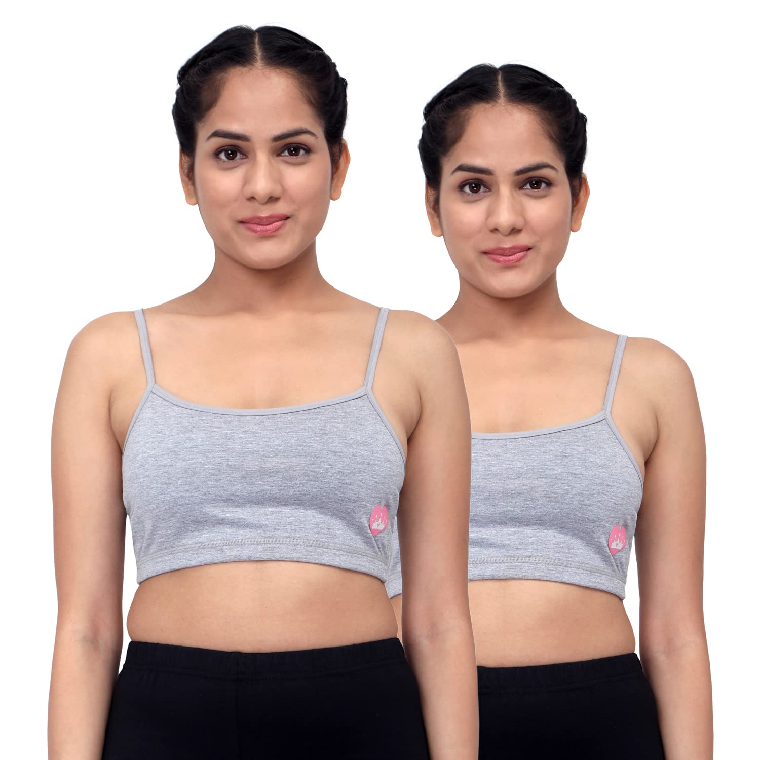sillysally Pack of 2 Girls Beginners Bra | Sport Bra Non Padded Non Wired | Double Layered Fabric-picture-3