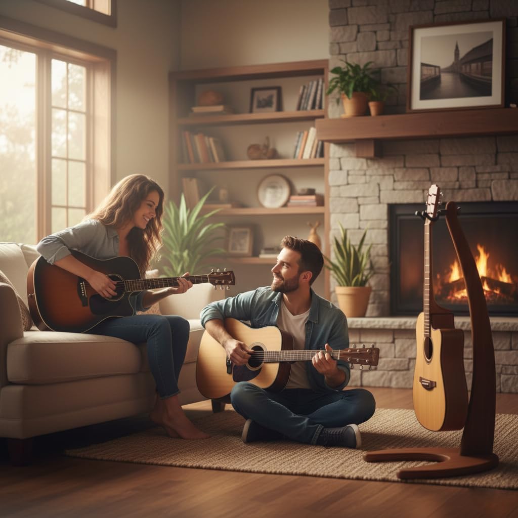 Guitar Stand,Acoustic Guitar Stand,Solid Wooden Guitar Stand,Freestanding Wooden Guitar Mount,Guitar Holder, Handcrafted Floor Stand for Guitar/electric guitar/Bass/Banjo/Mandolin/violin - Art-Grade