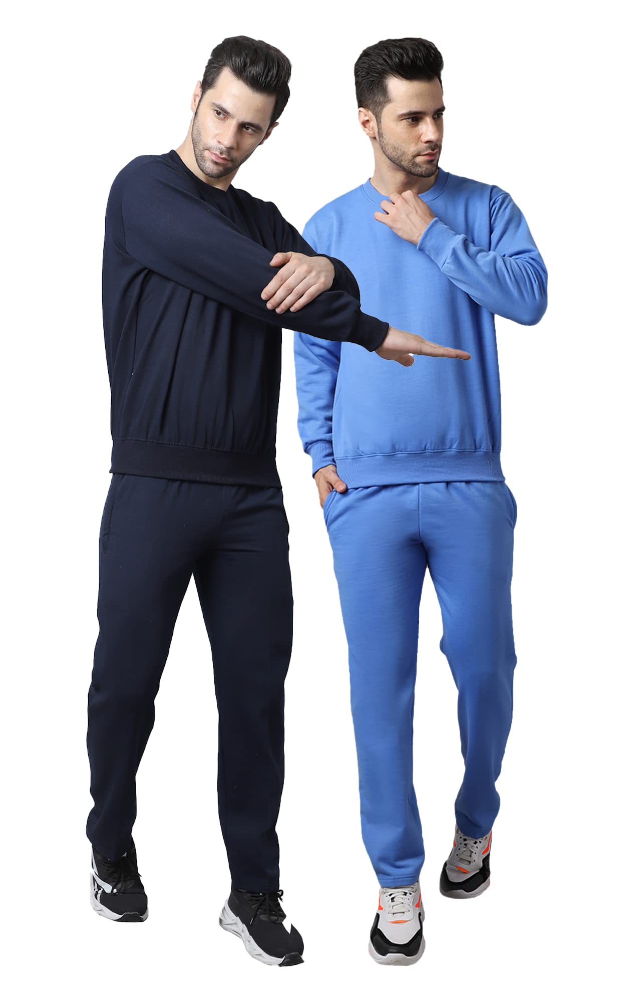 VIMAL JONNEY Fleece Solid Multicolor Tracksuit Co-ord Set for Men (Pack of 2)-SW_RN_NVY_RST_LOWER_NVY_RST_04-P