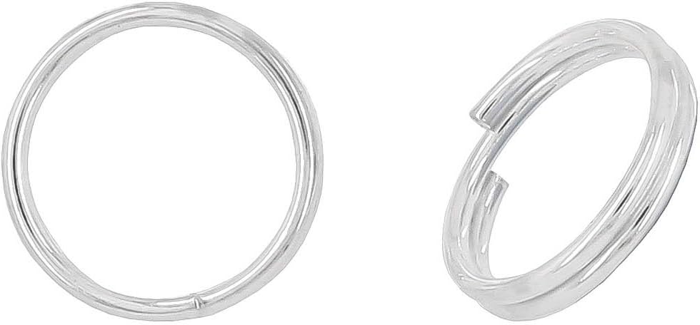 6PC Sterling Silver Split Jump Ring 8mm, 0.64mm Wire(22ga)