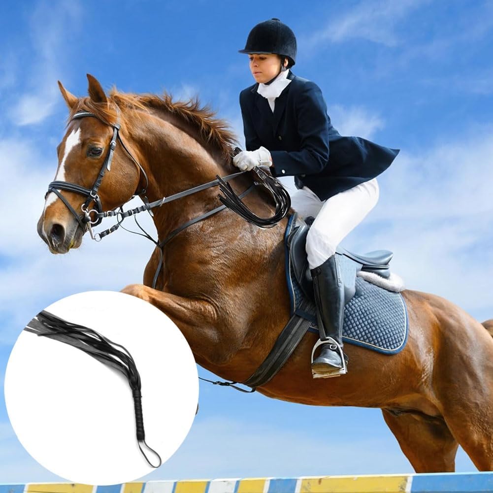 Látigo de Equitación,Látigo Ecuestre Herramienta,Látigo Ecuestre con Mango Suave,Latigo Cuerode Cuero Artificial Suave,Látigo Entrenamiento Montar Caballo,para Diario Deportes Ecuestres Al Aire Libre