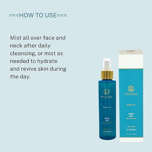 Miniatura 4 de Hylunia Neroli Mist - Spray hidratante instantáneo - Plata coloidal y aloe vera - para una piel más joven y fresca - todo tónico natural