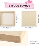 8 Pack 8x8 Inch Unfinished Square Wood Panel Boards for DIY Decor | Blank wooden canvas panels ideal for oil painting and pouring crafts. Perfect DIY supplies