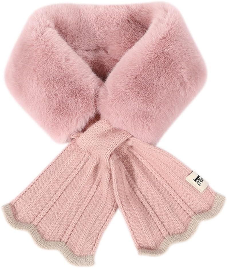 INOGIH Kids Girls Winter Fur-Collar-Scarf Cold-Weather Warm-Neck-Shrug for 5-10 Years Old