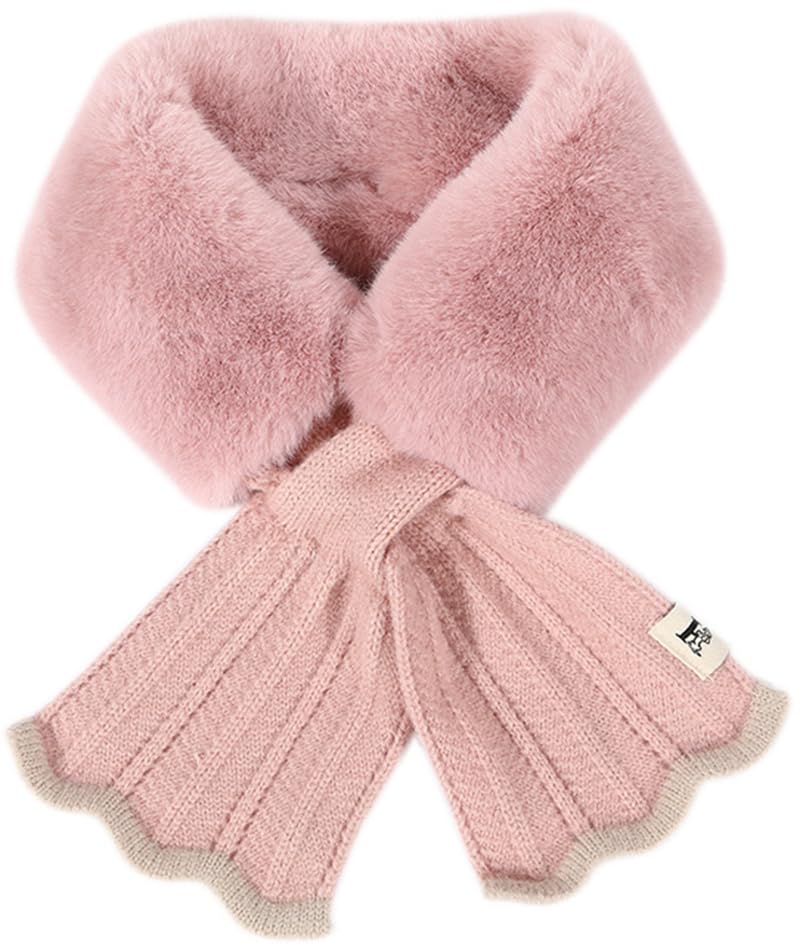Kids Girls Winter Fur-Collar-Scarf Cold-Weather Warm-Neck-Shrug for 5-10 Years Old