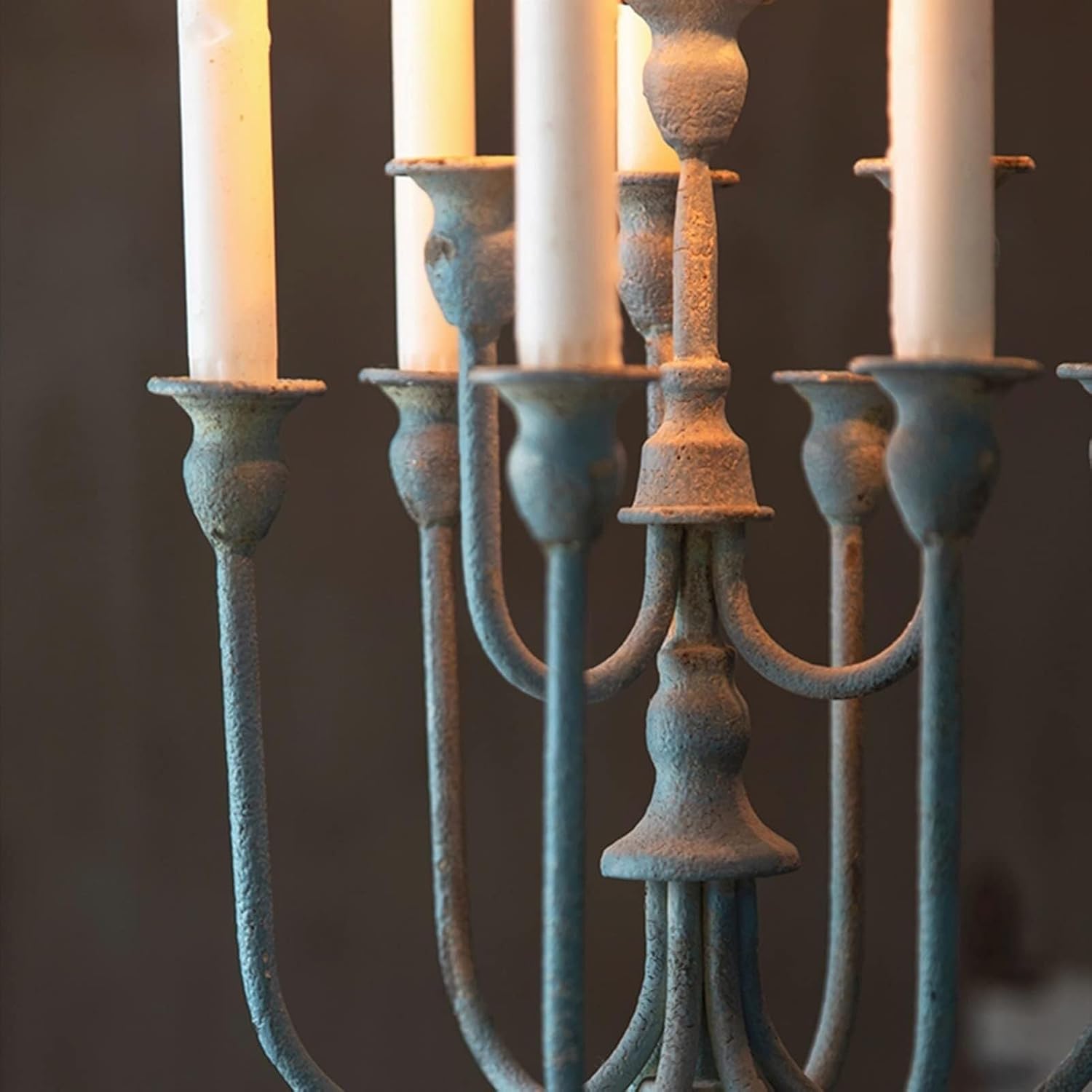 10-Arm Antique Iron Candelabra, Vintage Retro Tall Candle Holder for Wedding, Party, Home & Event Decor