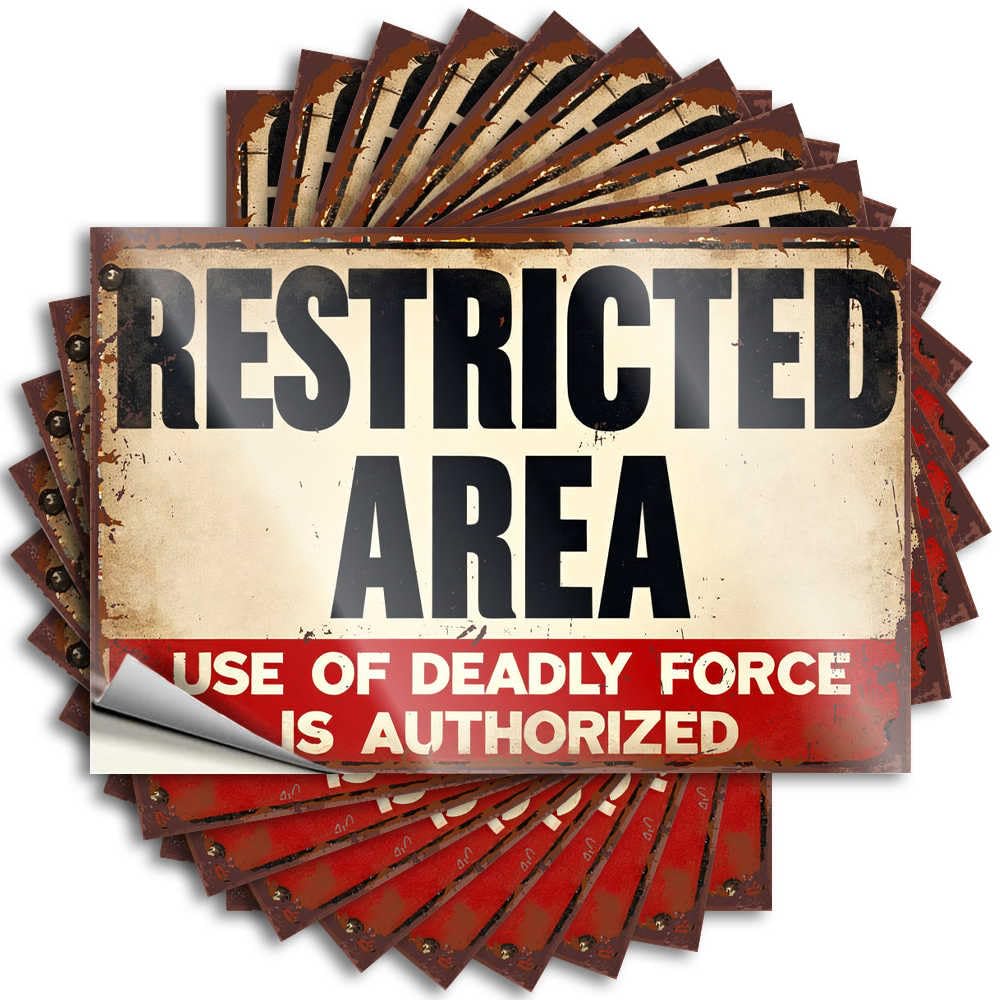 Restricted Area: Deadly Force Authorized Warning Sign Beer Accent - Tattoo Cover Waterproof Decal(12X18CM)