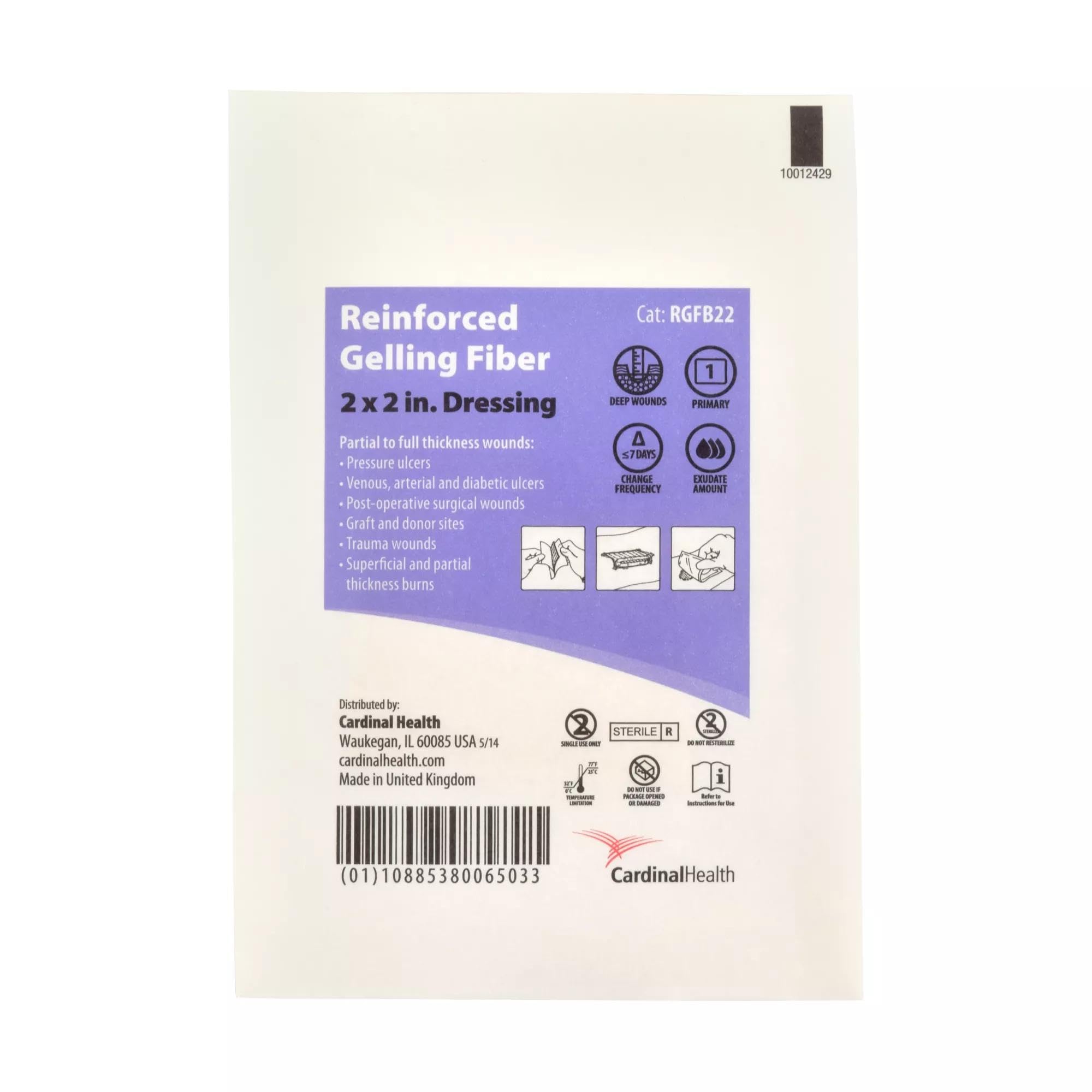 Cardinal Health™ Reinforced Alginate Gelling Fiber Dressing, 2 x 2IN, Case of 10 Boxes of 10