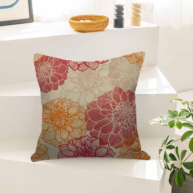 Image of Throw Pillow Covers Colorful Dress Flowers of Dahlia Pink Abstract Artistic Pillow Case 18x18 Inch Cushion Cover for Home Party