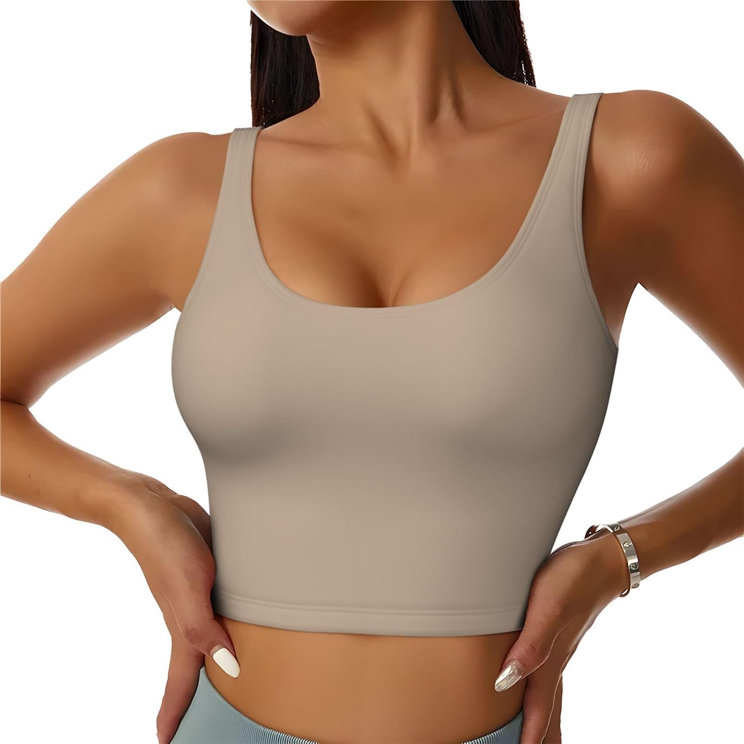 Women's Sports Vest DDCXZPP Solid color light brown Printing Soft, Comfortable, Lightweight, and Breathable