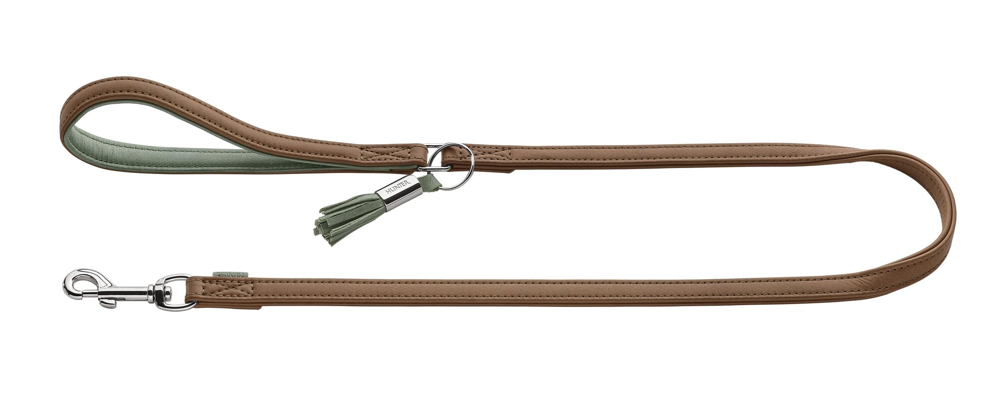 Hunter Portofino - Guinzaglio per cani in pelle di alta qualità, morbido e flessibile, con cinturino da polso imbottito, fatto a mano, prodotto in Germania, colore: tortora/turchese, misura 15/110 cm