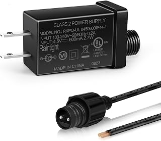 4.5V 2.7W 0.6A Class 2 Power Supply, AC to DC Low Voltage Transformer, IP44 Inflatable Power Adapter for LED Strip Lights, Christmas Decor Light, Indoor/Outdoor Use, UL Listed